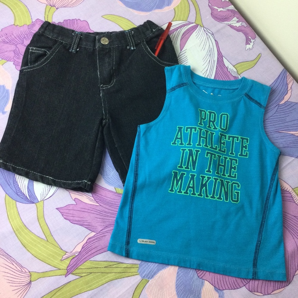 Like New 2 Pc Set Jean Blue Shorts & Tee…